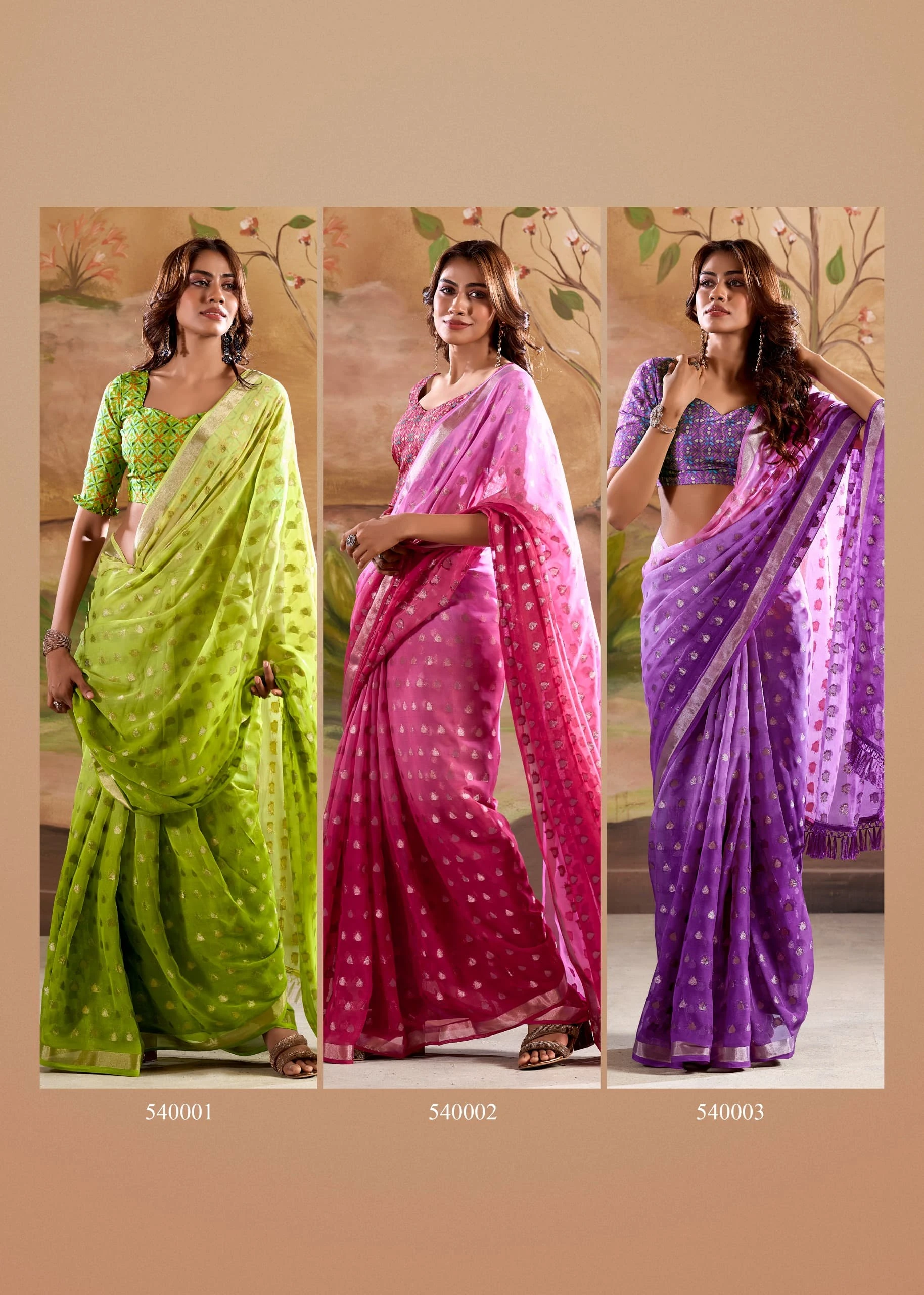 Rajyog Marigold Silk Banarasi Butta Georgette Wholesale Fancy Sarees Catalog — Wholesale Sarees, MPA wholesale from Surat - Gallery Image 7